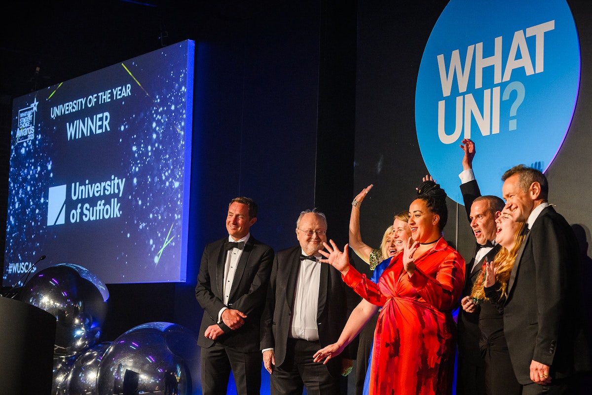 The University of Suffolk has been recognised as the 2025 University of the Year at the Whatuni Student Choice Awards (WUSCAs)